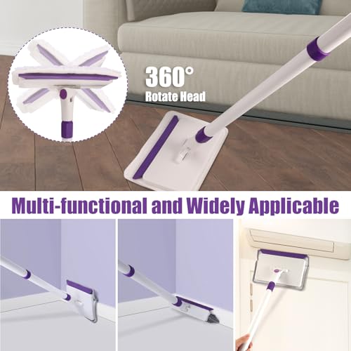 Baseboard Cleaner Tool with Handle, 60" Extendable Long Handle Baseboard Cleaner with 5 Reusable Pads for Baseboards Clean...