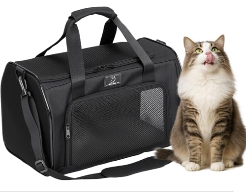 Airline Approved Pet Carrier for Small Dogs & Cats Up to 15lbs, Soft-Sided, Foldable, Ventilated, TSA Travel Bag with Flee...