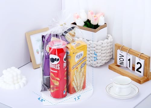 ZIMCEMS 50Pcs 12X16 inch Bottom Gusset Bags Clear Cellophane Gift Wrap Wrapping Plastic Large Cello Bags for Party Favors ...
