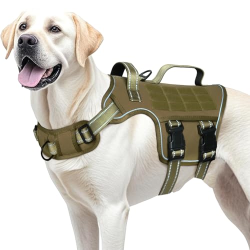 Dog Harness for Large Dogs Heavy Duty, No Pull Tactical Dog Harness with Molle System, Easy On and Off Service Dog Vest, B...