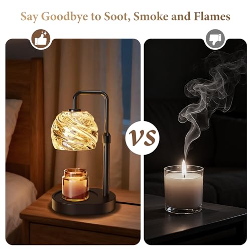 WarmEmbrace Candle Warmer Lamp with Timer for Jar Candles - Dimmable, Height and Brightness Adjustable Electric Wax Warmer...