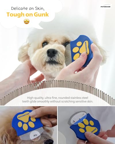 PETHROOM Professional Eye Comb for Pets | Stainless Steel Tear Stain Remover for Cats & Dogs | Gentle Round-Head Grooming ...