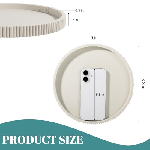 Silicone Bathroom Tray Round Kitchen Counter Organizer Decorative Vanity Accessories Coffee Table Decor for Perfume, Candl...