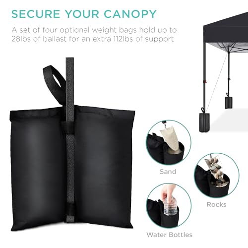 Best Choice Products 10x10ft Pop Up Canopy Tent, Outdoor Shade, 1 Person 1 Minute Set Up, Carry Case, 4 Weight Bags - Black