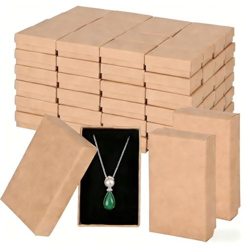 FUPMILPHRANX 96 Pack Jewelry Gift Boxes with Lids, Small Kraft Jewelry Packaging Boxes with Foam Inserts for Necklaces Ear...