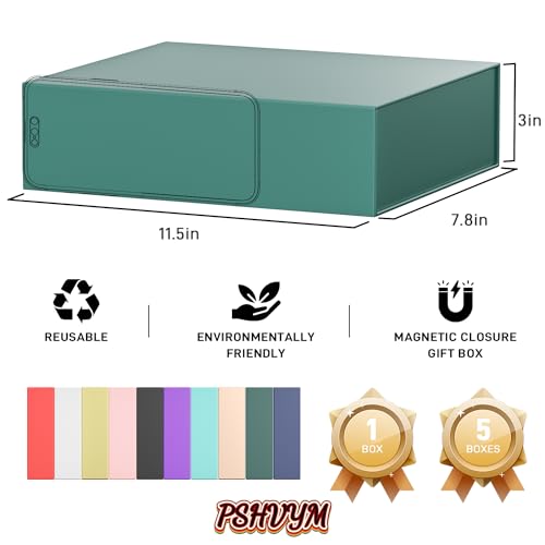 PSHVYM Gift Boxes with Lids, 11.5x7.8x3 In Forest Green Gift Box for Presents Magnetic Closure for T-Shirts, Gloves, Scarv...