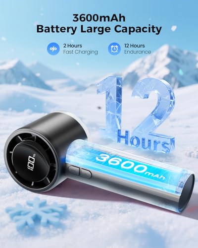 SWEETFULL Portable Handheld Fan Rechargeable - 6 Gear High Speed Powerful Mini Turbo Fan with Flashlight, Digital Display,...