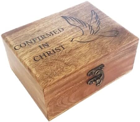 RK Collections Confirmed in Christ Trinket Keepsake Jewelry Box. Confirmation Rosary Box Holder. First Communion Box.