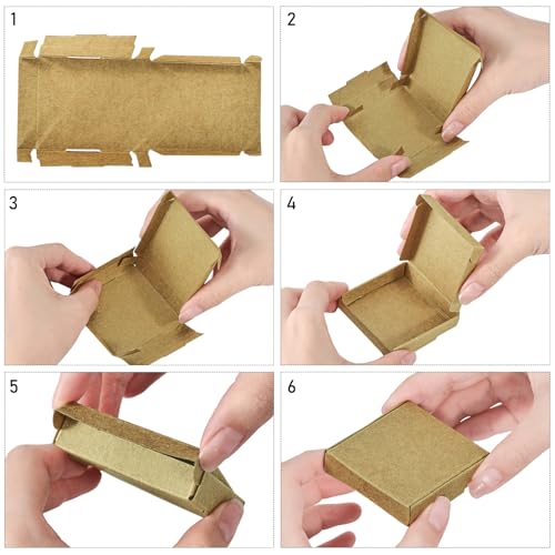 Sdootjewelry Mini Cardboard Boxes, 2.16"x2.16"x0.49" Mini Boxes, Jewelry Boxes Packaging 100 Packs, Brown Kraft Boxes for ...