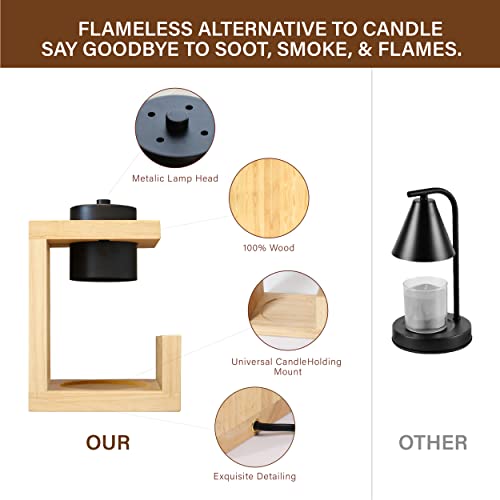 AIKUT Candle Warmer Lamp, with 2 Bulbs,Timer & Dimmer,Simple Natural Wood,Compatible Up to 4.5 inch Candles,for Home Scent...