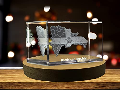 Dominican Republic 3D Engraved Crystal 3D Engraved Crystal Keepsake/Gift/Decor/Collectible/Souvenir (Small)