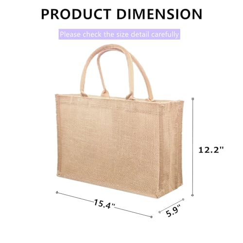 LyyGuanYoo 6 Pack Jute Tote Bag Reusable, Burlap Beach Bags with Sturdy Rounded Handles, Sturdy Base Gym Shopping Travel B...