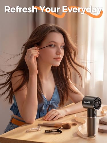 Cheerair Handheld Portable Fan, 6-Speed Powerful Mini Personal Fan, Rechargeable 5000mAh Battery with Up to 15 Hours Runti...