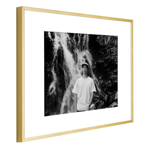 Golden State Art - 11x14 Aluminum Picture Frame - with Mat for 8x10 Photo or Without Mat for 11 x 14 Photo - Real Glass Co...