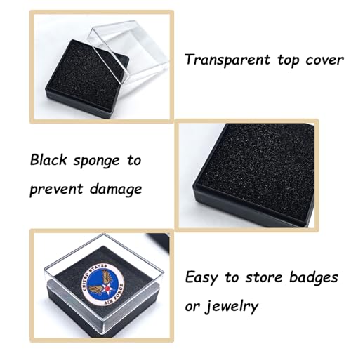 TTFdacai 20 Pcs Clear Plastic Gift Box For Pin 1.7x1.7x0.9inch Black Plastic Lapel Pin Storage Boxes for Badge Pin Crystal...