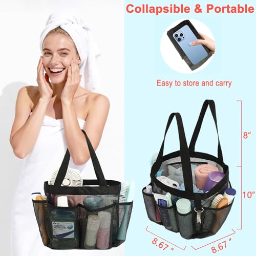 Fammart Mesh Shower Caddy Portable for College Dorm Room Essentials, 8-Pocket Large Shower Basket Tote Bag with 2 Handles ...