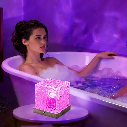LETOUR Spa Like Shower Lamp,Rechargeable Shower Light 16 Color Changeable Ocean Wave Projector Lamp, Dimmable Waterproof S...