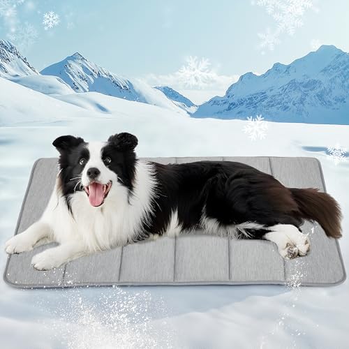 ZAKAPAWS Cooling Dog Mat Q-Max>0.5 - Rapid Cooling Tech, Thin Breathable Crate Pad, Portable Washable Summer Mat, Chill So...