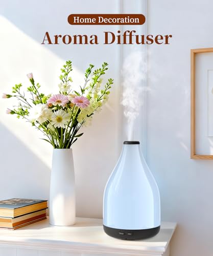 KinYiLO 300ML Essential Oil Diffuser, Quiet Aromatherapy Diffuser Mist Humidifier with 7 Colors Light, Auto-Off, 1H/3H/6H ...