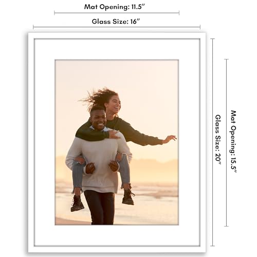 Americanflat 16x20 Picture Frame with Polished Plexiglass - Use as 12x16 Frame with Mat or Display 16x20 Photo Without Mat...