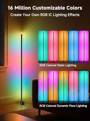 GIPOYENT Standing Floor Lamp, RGB LED Lamp with Music Sync, Smart App and Remote Control Ambience Light with Music Sync, L...