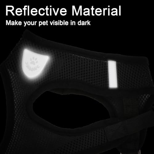 Hypeety Pet Dog Vest Harnesses Puppy Cotton Polyester Adjustable Dog Mesh Harness Travel Chest Strap Vest Reflective (S, B...
