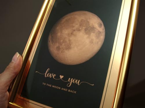 IGREAN I Love You to the Moon and Back - Bronze Moon Print in Frame, Great Gift for Special Occasion, Engagement, Wedding,...