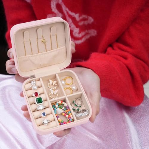 ETHOON Jewelry Travel Case Small Organizer Stocking Box Personalized Gifts Teenage Jewelry Accessories Holiday Wedding Chr...