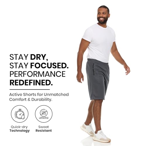 Essential Elements Men’s Athletic Shorts 4 Pack – Quick-Dry Moisture Wicking Basketball, Gym & Workout Shorts with Pockets