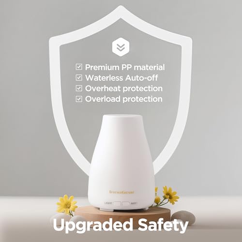 InnoGear Essential Oil Diffuser, Ultrasonic Diffusers for Home Aromatherapy Humidifier for Bedroom Room 7 Colors LED 2 Mis...