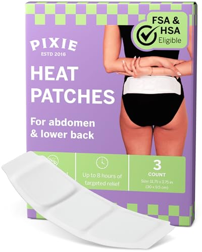 Pixie Large Period Cramps Menstrual Pain Relief Heat Patches for Feminine Care - Lower Abdominal & Back Ache Therapy - Up ...