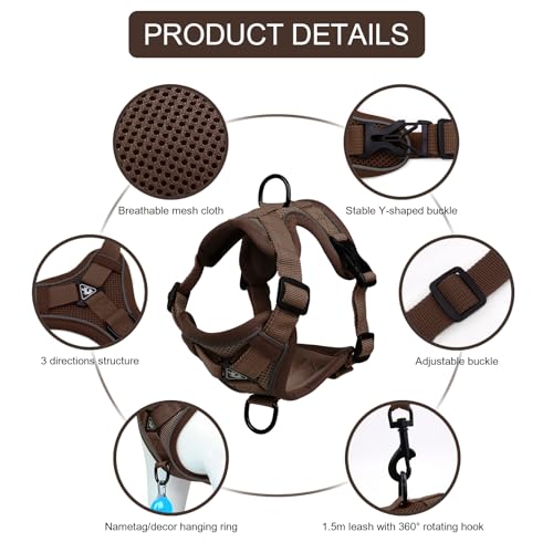 Cat Harness and Leash Set, Upgraded Escape Proof Adjustable Kitten Vest with Lead for Small Cat Outdoor Walking, Soft Brea...