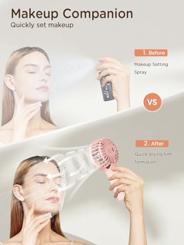 EasyAcc Mini Portable Fan Handheld, Lash Fan [12H Max Cooling Time] 3 Speed USB C Rechargeable Battery Pocket Personal Mak...