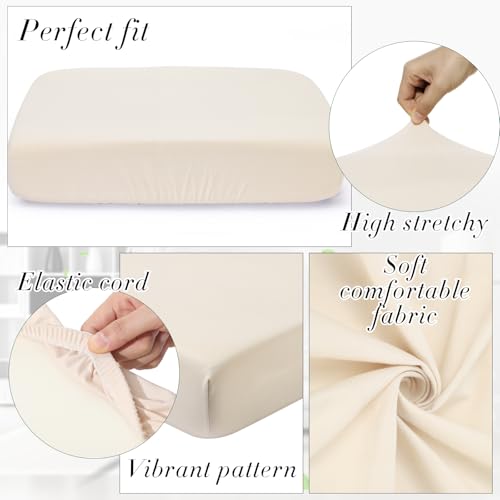 Newwiee Set of 4 Stretch Patio Cushion Covers Sofa Couch Seat Chair Slipcovers Cushion Cover Replacement Furniture Protect...