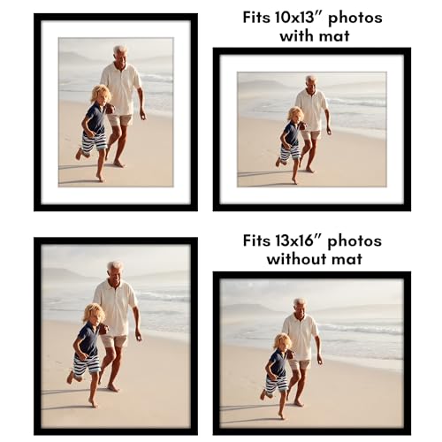Americanflat 13x16 Picture Frame with Polished Plexiglass - Set of 2 - Use as 10x13 Frame with Mat or Display 13x16 Photo ...
