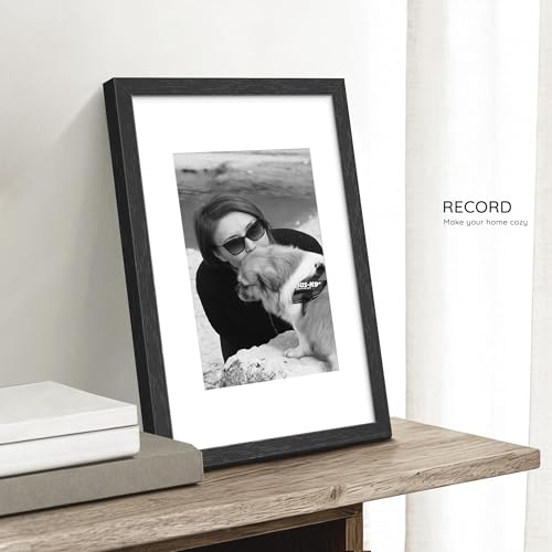 Picrit 11x17 Picture Frame Set of 2, Solid Wood with Black Backboard, Displays 8x12 with Mat or 11 x 17 Without Mat, Wall ...