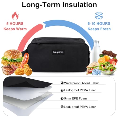 Saugnlbs Small Cooler Bag,Mini Cooler Bag with Ice Packs,Insulated Lunch Bag with Handle Buckle,Freezable Lunch Bag for Tr...