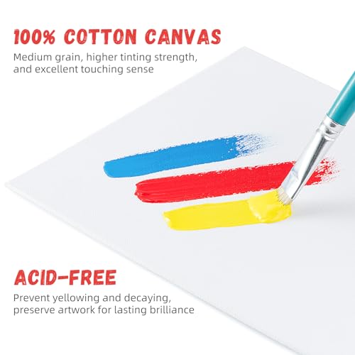 Simetufy 12 Pack 8x10 Canvas Boards for Painting, Blank Flat Canvas Panels Art Painting Supplies - Gesso Primed 100% Cotto...