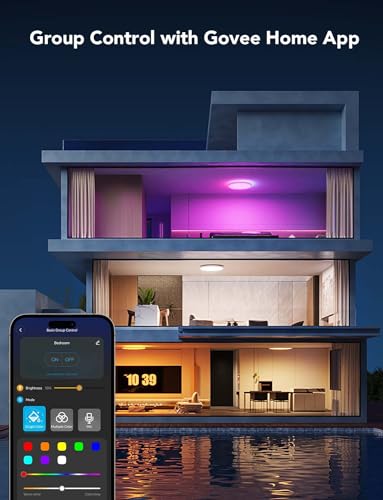 Govee Smart Ceiling Light, RGBIC LED Ceiling Light Fixture, 2400LM Flush Mount Light Fixture, DIY Colors, Works with Alex...