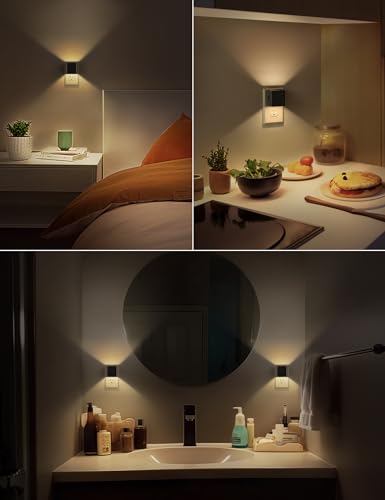 DORESshop LED Night Lights Plug into Wall [2 Pack], Plug in Nightlight, 3 Level Brightness Adjustable Night Light, Dusk to...