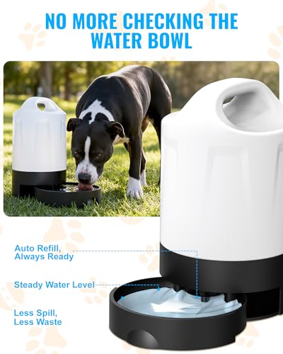 PETNF Dog Water Bottle Portable 1 Gallon (128oz), Automatic Gravity Dog Water Bowl Dispenser with Pull-Out Drinking Bowl, ...