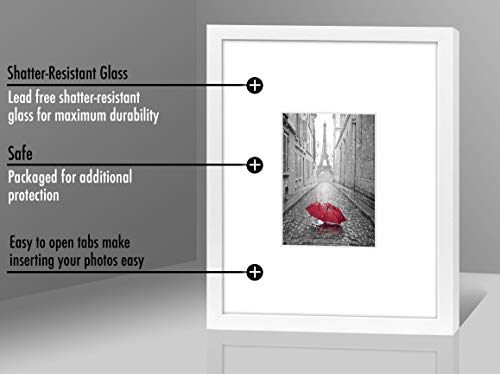 Americanflat 11x14 Picture Frame with Shatter-Resistant Glass - Use as 5x7 Frame with Mat or Display 11x14 Photo Without M...