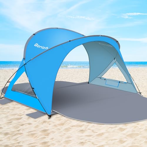 Gorich Beach Tent Sun Shelter with UPF50+ UV Protection for 1-2/3/4-5/6-7 Person, Lightweight & Portable Beach Shade Canop...