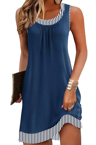 ETCYY Beach Dresses for Women 2026 Vacation Clothes Swimsuit Coverup Sleeveless Boho Sundresses Striped Casual Summer Dress