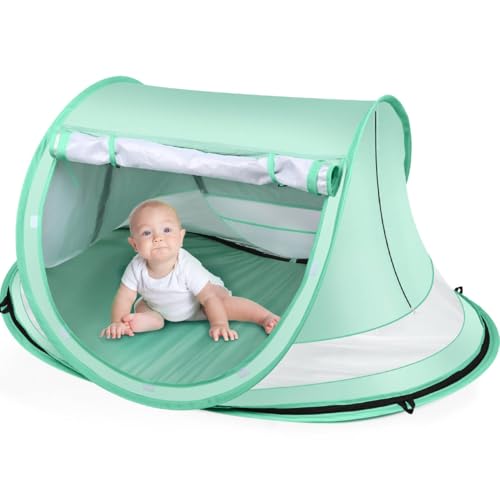 Baby Beach Tent,Large Pop Up Beach Tent Sun Shade for Beach,Portable Baby Travel Tent with Mosquito Net,Indoor Baby Play T...