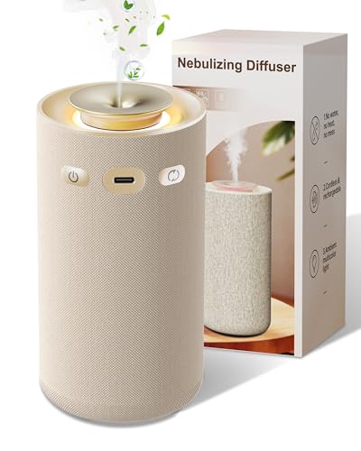 Waterless Essential Oil Diffuser,Portable Car Aromatherapy Diffuser,Rechargeable Cordless Scent Device with Fabric Design,...