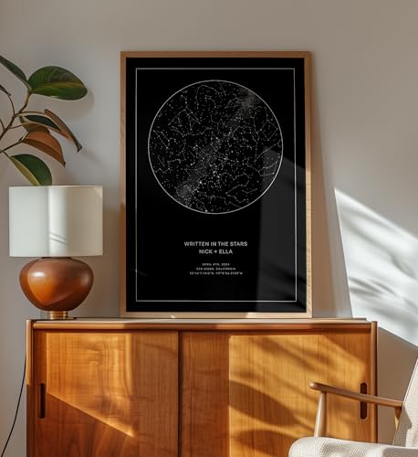 CELESTORY Custom Star Map Framed Canvas Night Sky Print Constellation Map Star Chart Gift Wall Art Poster Personalized Sta...