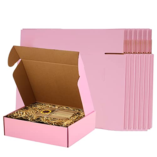 ICokin 11x9x3 Inch Pink Shipping Boxes Pack of 26, Corrugated Cardboard Mailer Box, Literature Mailer for Small Business (...