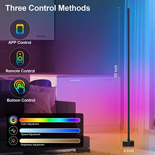 Miortior Corner Floor Lamp, 2 Pack LED Corner Lamp with App/Remote/Button Control, Smart RGB Floor Lamp with 16 Million DI...