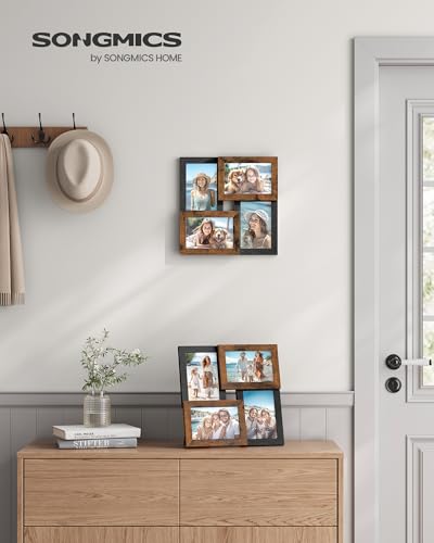 SONGMICS Collage Picture Frames, 4x6 for Wall Decor, Multi Family Photo for Gallery Decor, Hanging Display, Set of 4, Ink ...